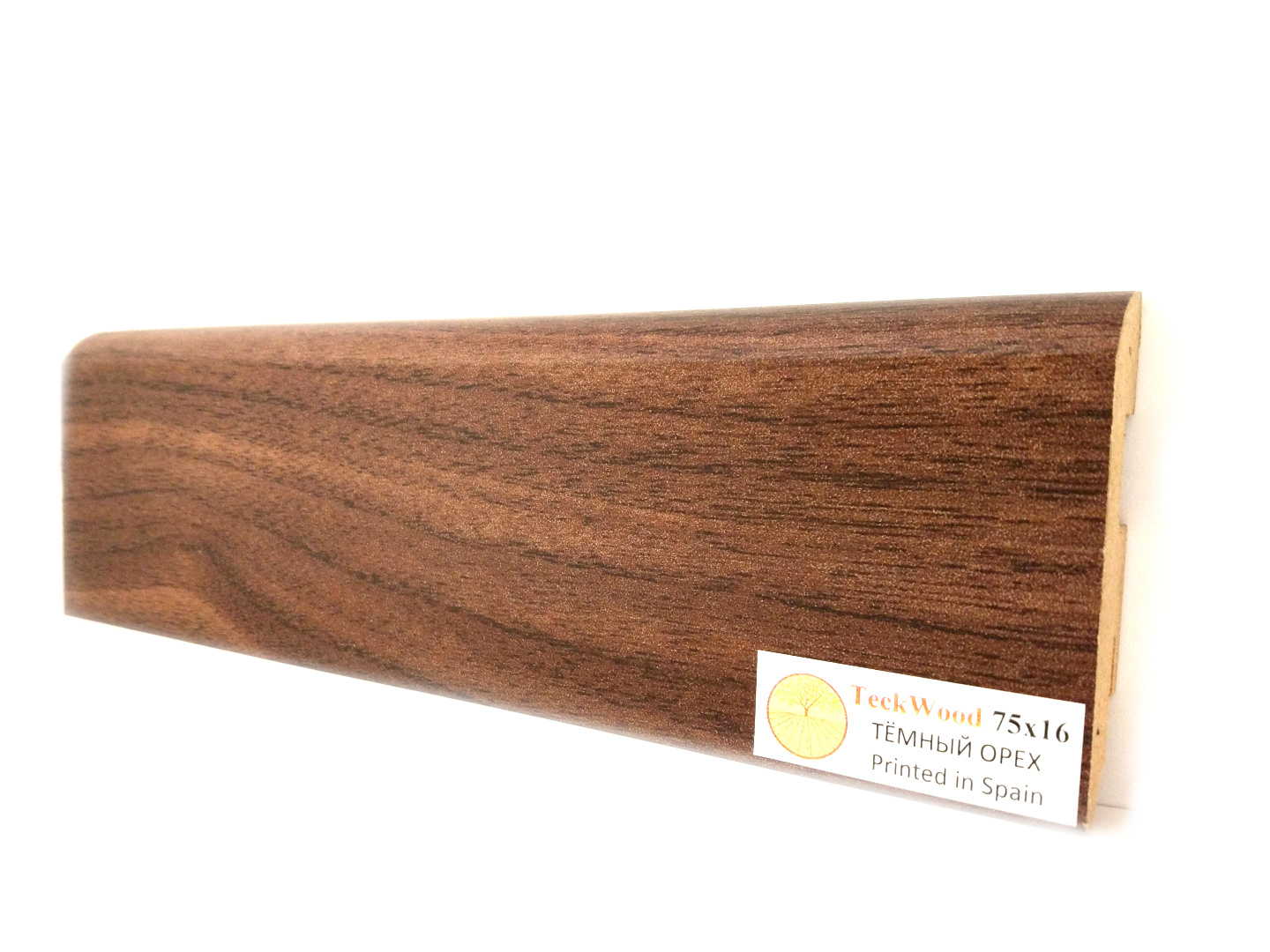 Плинтус МДФ ламинированный TeckWood Темный орех 2150×75×16